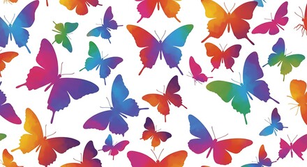 Obraz premium Rainbow Butterfly Symphony: A Vibrant Digital Print