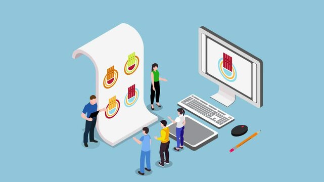 Design Team Working on Logo and Branding 3d animation cartoon