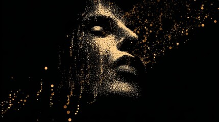 Mysterious Mans Face in Dark Background Close-Up