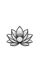 Obraz premium Serene Lotus: Monochrome Line Art Floral Design