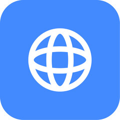 Globe Icon on Blue Rounded Square