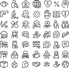 Create a various icons set vector art with white background.