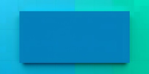 A blue rectangular shape on a background of blue and green gradient color blocks design