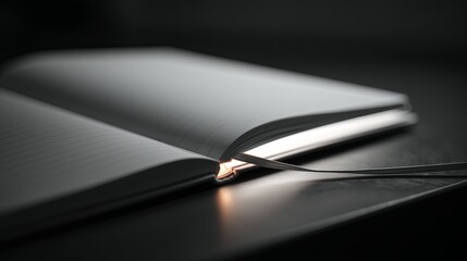 Illuminated Book on Table - Reading and Learning Concept