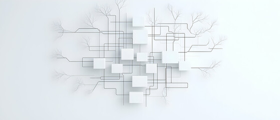 Abstract Geometric Design With White Cubes And Black Lines