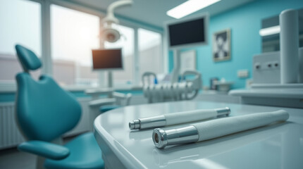 Close-Up of a Modern Dentist Office – Microphotography of Reclining Chair and Precision Tools