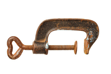 Old clamp isolated on white