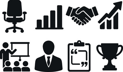 Business silhouette icons set – simple, professional and corporate design symbols