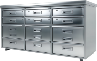 Stainless Steel Filing Cabinet with Many Drawers