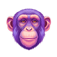 紫色チンパンジー 優しい瞳 鮮やかイラスト