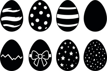 Easter egg silhouette icons set &ndash; simple, festive and holiday decoration symbols