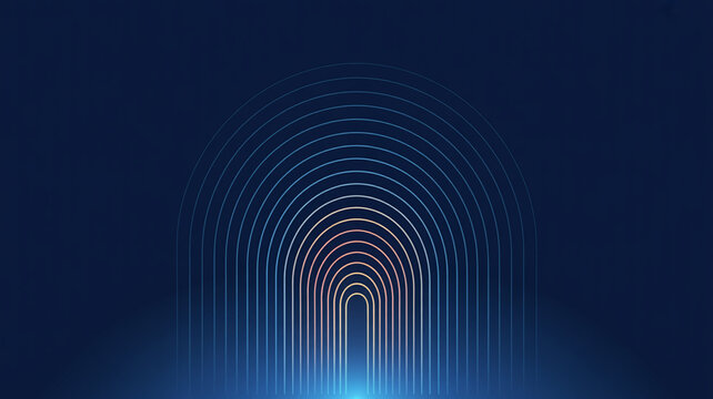 Abstract blue technology design featuring a swirling motion of geometric lines and binary code creates a 3D tunnel effect