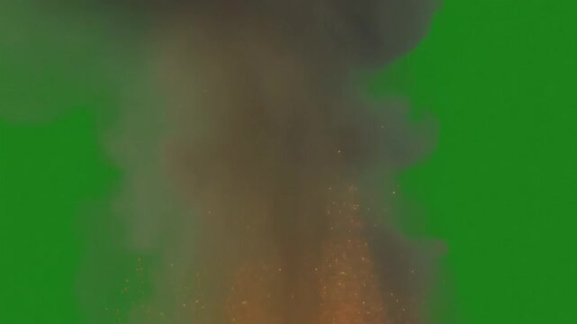 Flames and Smoke Erupting Against Greenscreen &ndash; High-Impact Visuals