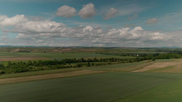 Drone Footage of Vast Farmland in Summer &ndash; Aerial View of Agricultural Landscape in Europe