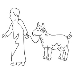 Man Holding Sheep � Qurbani Eid Illustration