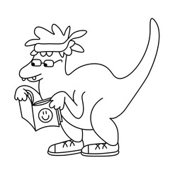 cute dinosaur character in linear doodle style. Element for sticker poster postcard icon avatar decor logo
