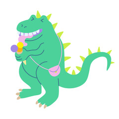 cute dinosaur character in doodle style. Element for sticker poster postcard icon avatar decor logo