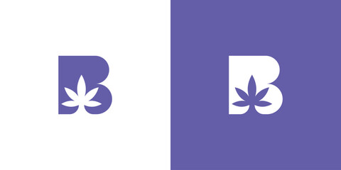 Obraz premium Letter B Cannabis Leaf Logo Design