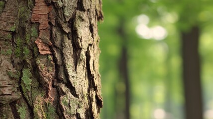 Obraz premium Close Encounter A Tree's Textured Embrace in Green