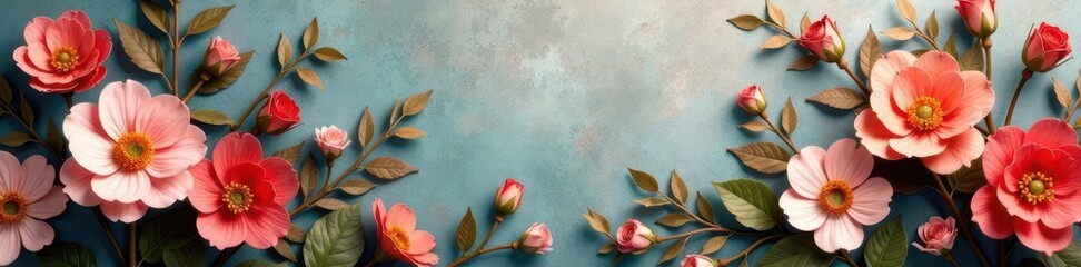 Antique-inspired faux flower wall, muted tones , worn, wall