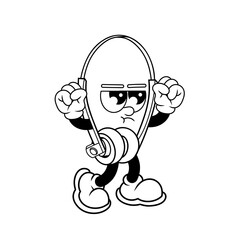Retro character design of angry headphones outline