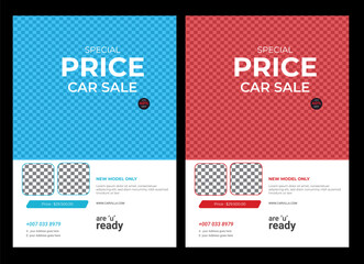 Obraz premium CAr wash flyer it color is red and green Vector layout design with car for car wash service. Adapt to poster, flyer or banner. A4 size. By Pritom and social media post templates for car cleaning se
