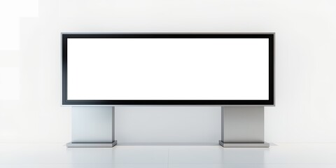 Large blank billboard with a black frame and silver supports against a white background