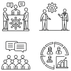 Teamwork and Collaboration Line Icons – Editable Stroke Vector Set