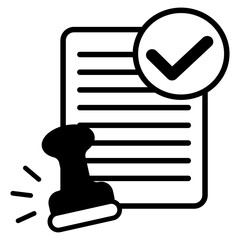 書類とスタンプのイラスト　承認のアイコンイラスト