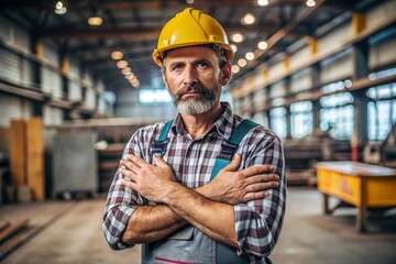 a man works in the workshop, with a uniform workplace, portrait of a worker