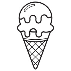 Ice Cream Cone Line Drawing – Classic Dessert Coloring Page

