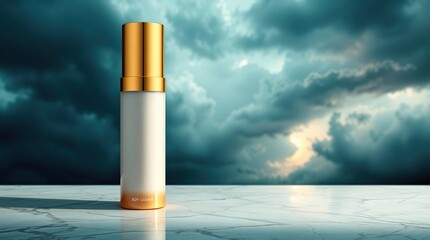 Luxury Cream Bottle Dramatic Sky.