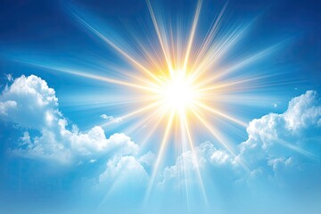 Bright Sun Shining Through Fluffy White Clouds