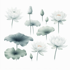 Zen Waters lotus isolated watercolor vector illustration svg