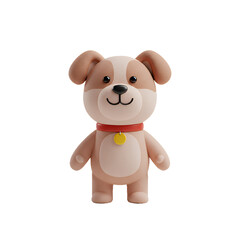 Adorable 3D Rendered Cartoon Dog Puppy Character Design Illustration