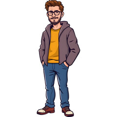 Fototapeta premium Stylish Man with Glasses Illustration