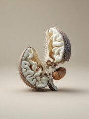 Fototapeta premium Artistic display of a split brain model studio sculpture minimalistic close-up neuroscience concept