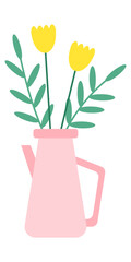 Flowers in Tea Pot Illustration Set 