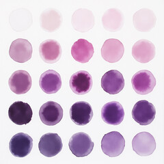 Colorful Watercolor Drops - Painted - Set. Lilac. Palette.