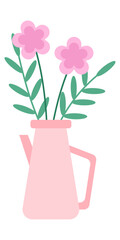 Flowers in Tea Pot Illustration Set 