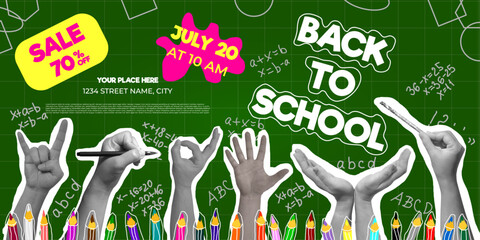 Back to school. Marketing, sale for the school