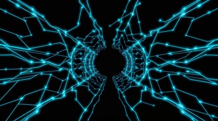 Abstract futuristic network design with glowing blue connections  