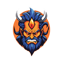 vector illustration of a evil skull head with fire