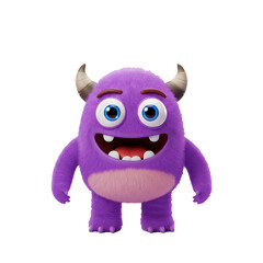 Fototapeta premium Adorable Purple Monster Character Design 3D Render Illustration Cheerful Happy Friendly Cartoon