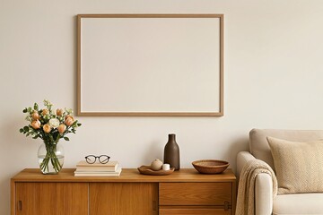 Living Room Interior Cozy Stylish Modern Home Decor Mockup Poster