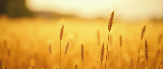 Cinematic view of ripe wheat field.