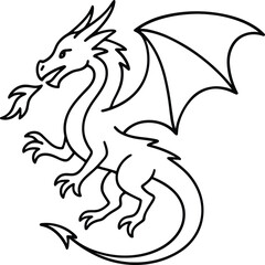  Dragon Black Silhouette Logo SVG Vector, Dragon Icon Illustration