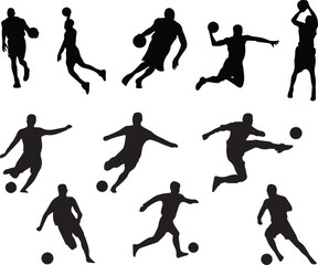 sport silhouettes set, set of silhouette people black vector sports jump illustration, football man vector, basketball man vector, people sport illustration,
