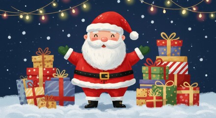 Fototapeta premium Christmas Santa with gifts