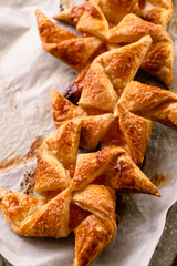 Apricot Puff Pastry Pinwheels. Pastry. Dessert. Food. Apricot jam